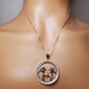 Mother's Day Necklace - Two Blue Boys in CZ Circle